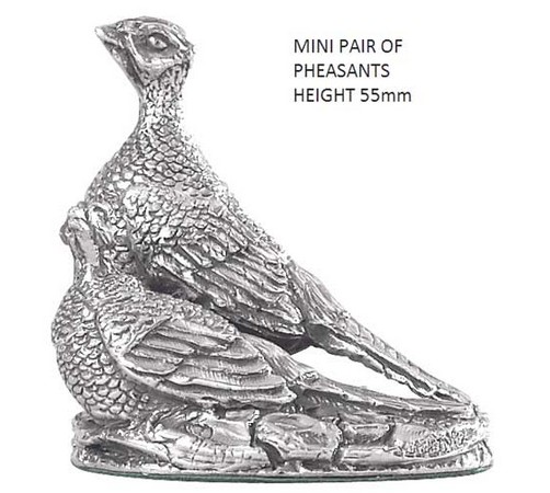 hallmarked silver miniature pair of pheasants