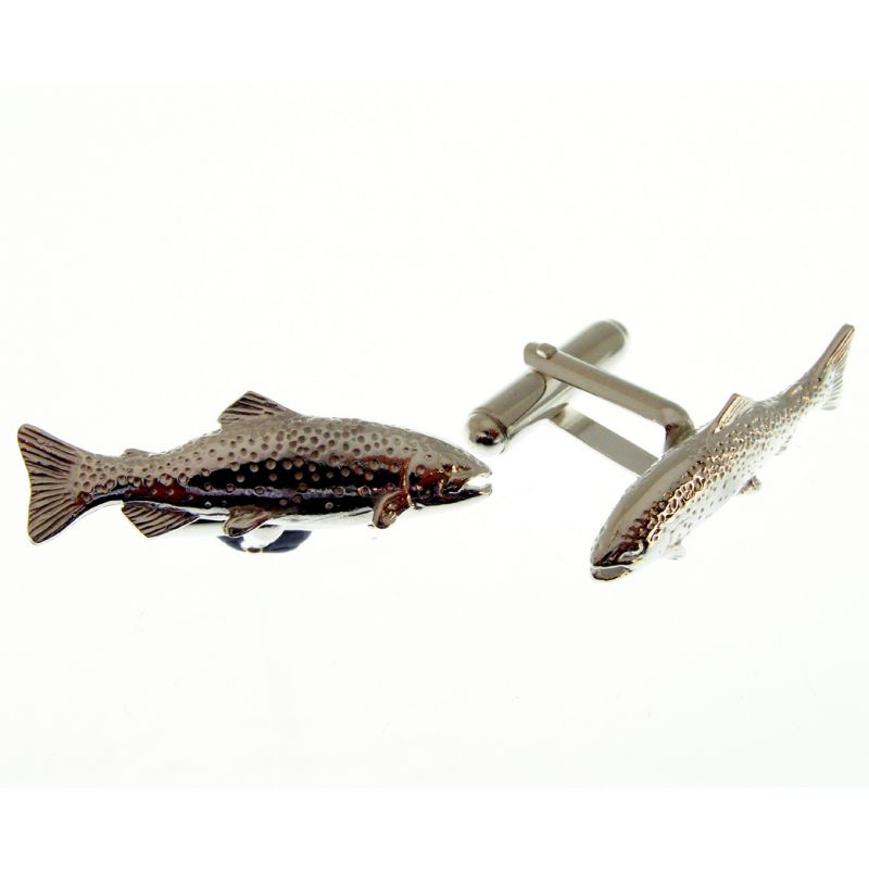 Salmon or Trout Cuff links Hallmarked Sterling Silver