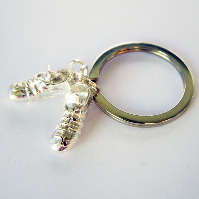 Hallmarked 925 Sterling Silver Football Boot Keyring