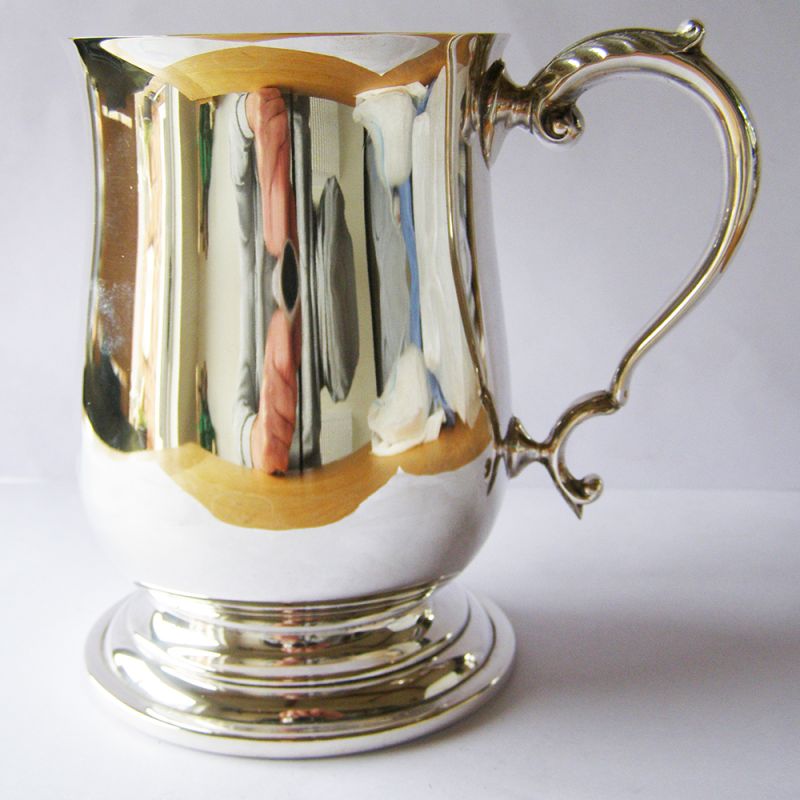 Solid Hallmarked Sterling Silver One Pint Georgian Tankard