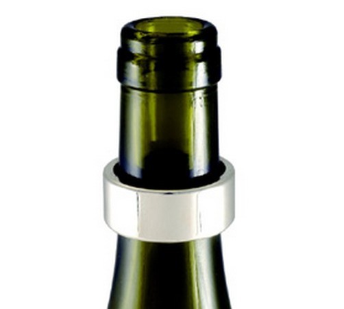 mareado Adición Comprensión Silver Wine Bottle Drip Collar