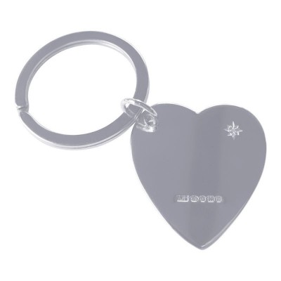 Hallmarked Sterling Silver Heart Keyring with Diamond option